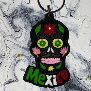 SUGAR SKULL Black KEYCHAIN